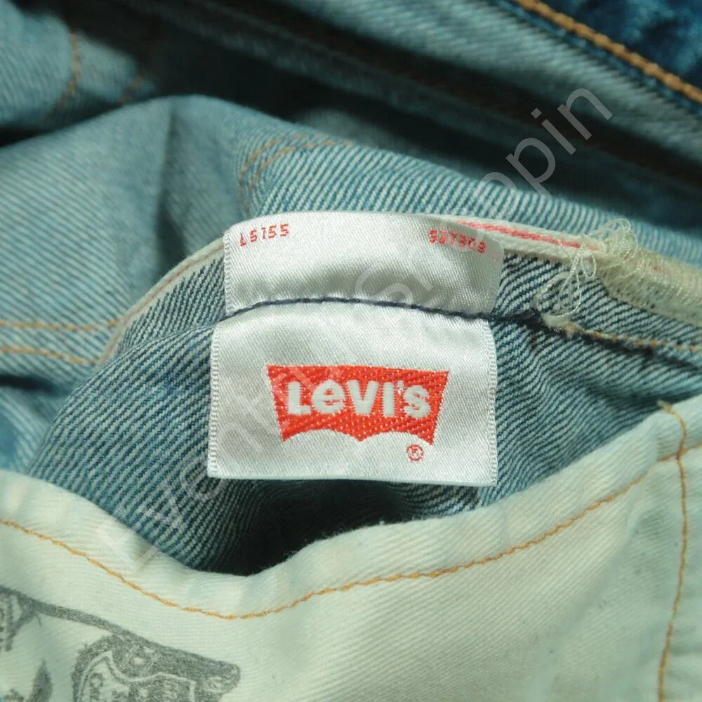 Levis 501 CT Selvedge Jeans Mens 32 Blue Ripped Patched Repaired Denim